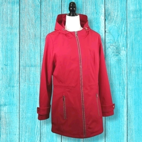 Tommy Hilfiger Woman's Long Hoodied Windbreaker - Picture 1 of 11